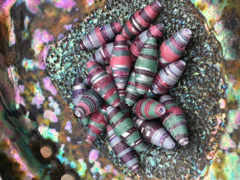 Set of 20 Northern Lights Handmade Paper Beads 1 Inch