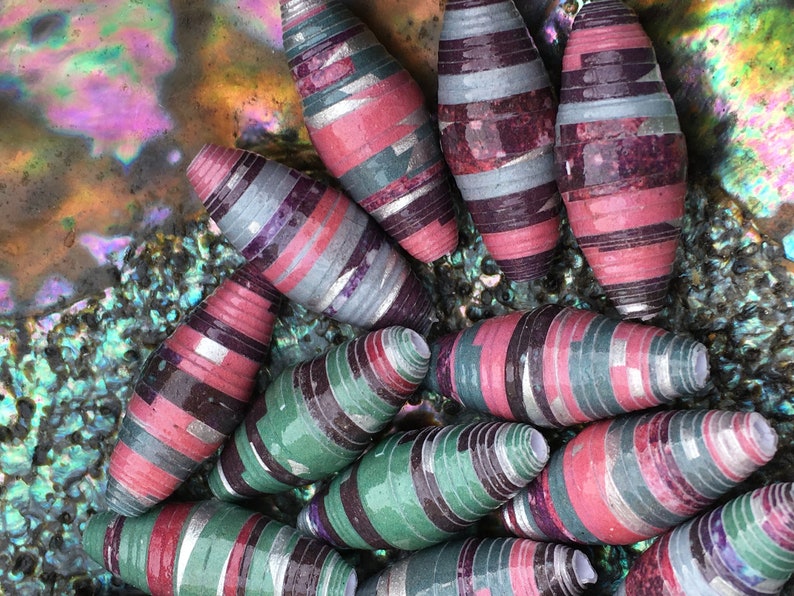 Set of 20 Northern Lights Handmade Paper Beads 1 Inch