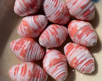 Orange Cream Hand Rolled Paper Beads Jumbo Chunky 1”: Set of 10