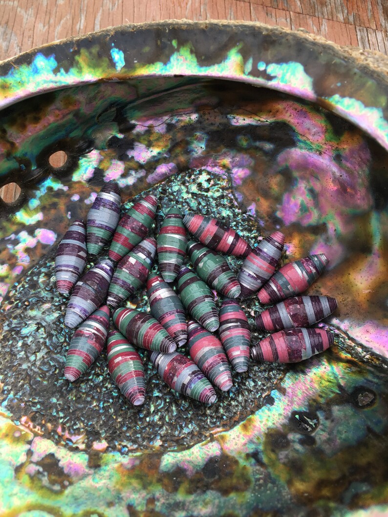 Set of 20 Northern Lights Handmade Paper Beads 1 Inch