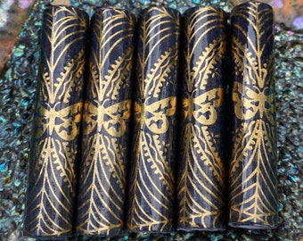 Golden Butterfly Hand Rolled Paper Tube Beads Pen Making 2": Set of 5