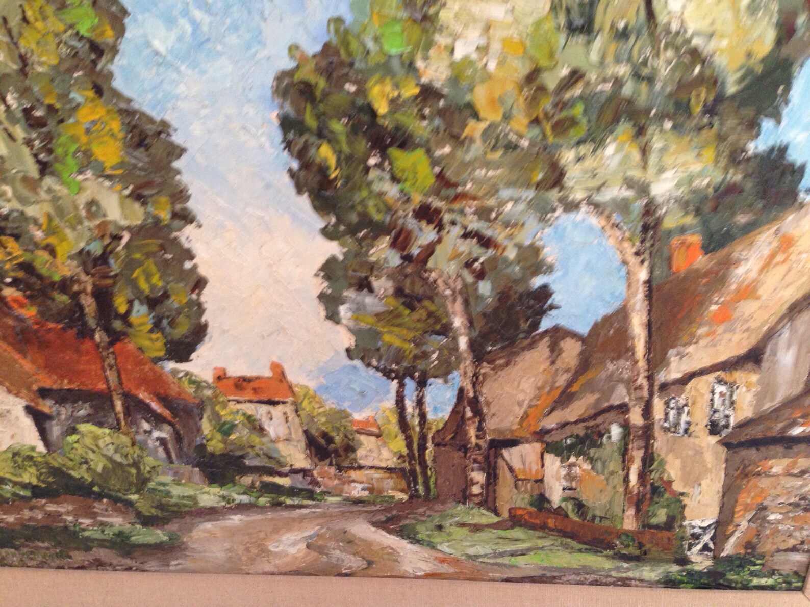 Road Through European Village Oil Painting Etsy