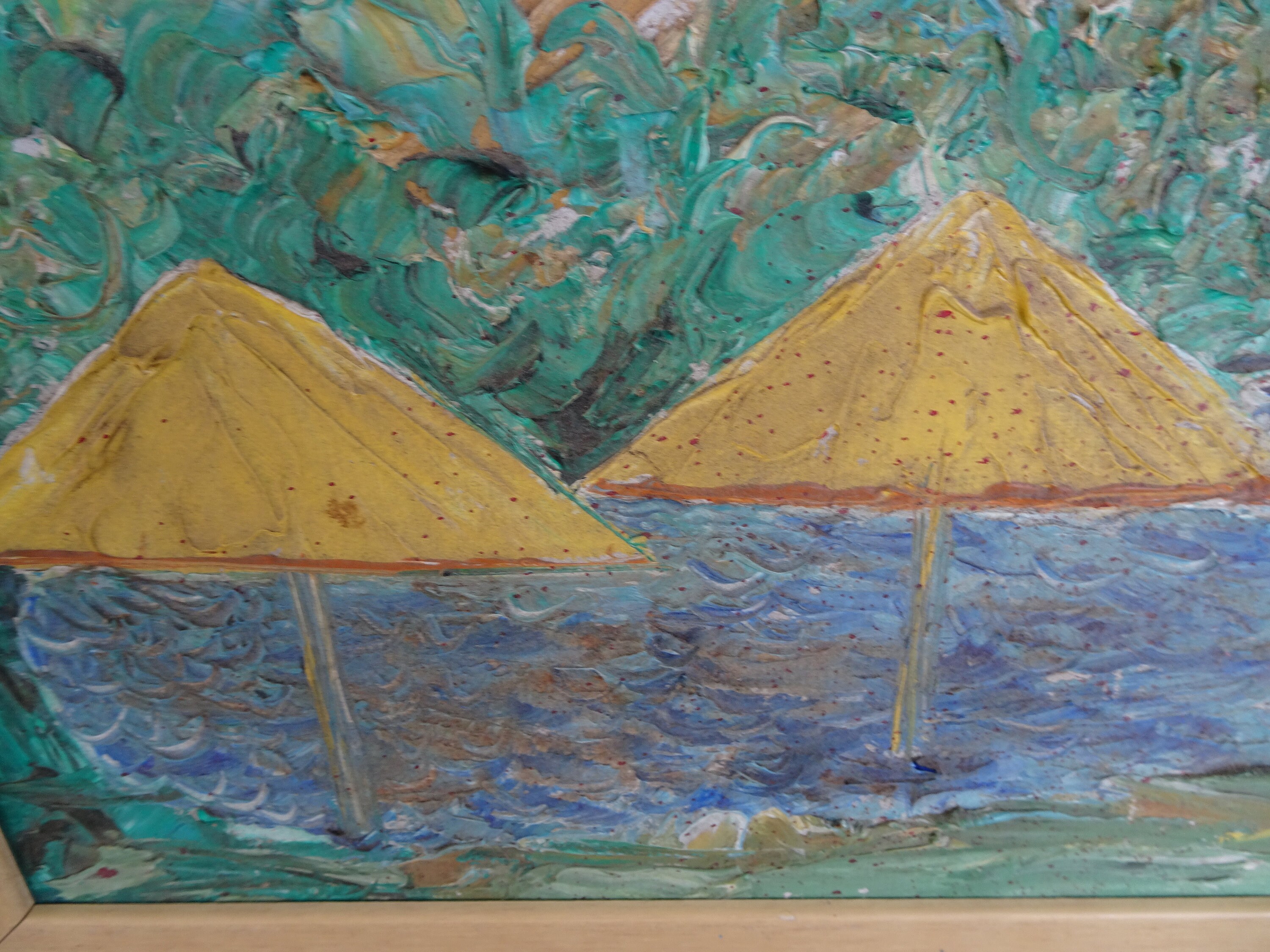 M. THOMPSON Listed Painting of Christo Yellow Umbrellas on Etsy