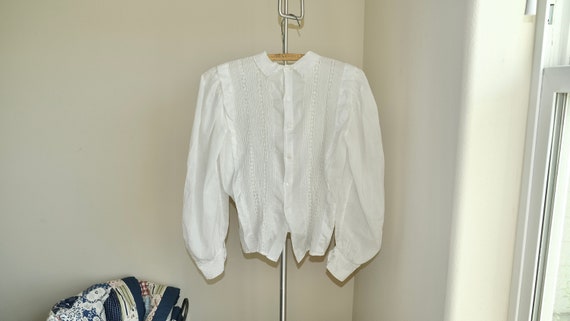 Antique French Edwardian white lace long sleeve c… - image 4