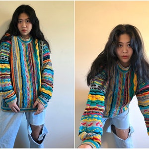 RARE Vintage 90s authentic original Coogi sweater classic Biggie Notorious BIG Australia multicolor Christmas  collectible