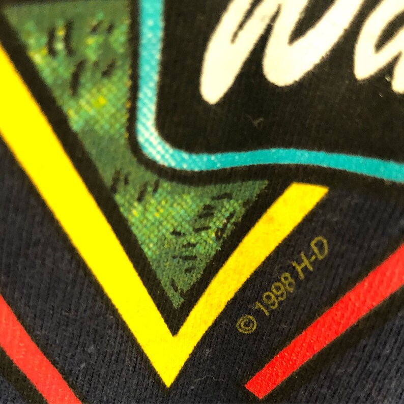 Vintage 1990s 1998 deadstock NWT Harley Davidson Seattle Washington skyline futuristic mechanic graphic tee eagle motorcycle XL navy blue