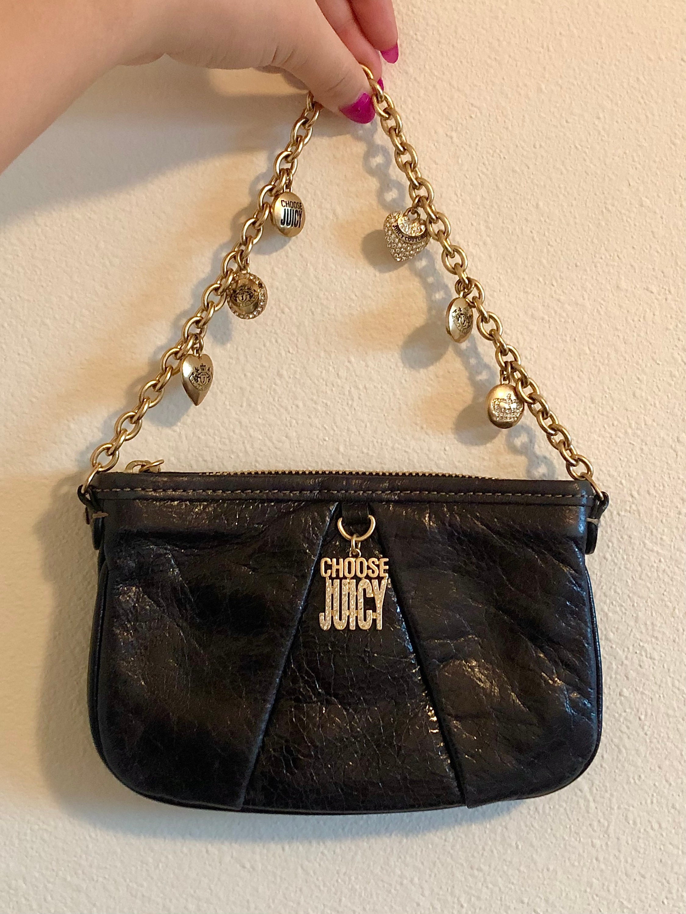 Vintage Y2K Juicy Couture Glazed Leather Black Gold Purse Vintage Y2K Juicy Couture Glazed Leather Black Gold Purse
