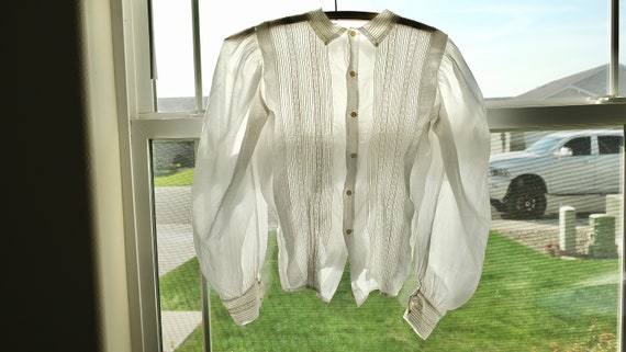 Antique French Edwardian white lace long sleeve c… - image 6