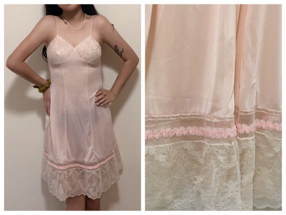 Vintage 40s 50s 1950s French babydoll dress peachy
