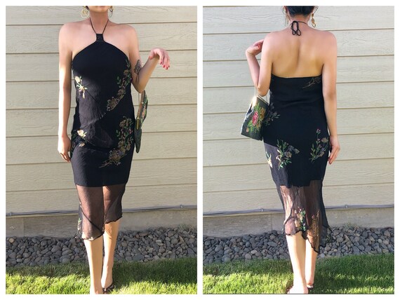 Vintage 2KY 2000s 90s does 30s Bias Cut Floral Hal