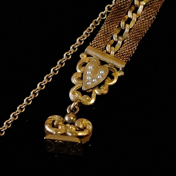 Antique Victorian art nouveau gold filled fob cha… - image 7