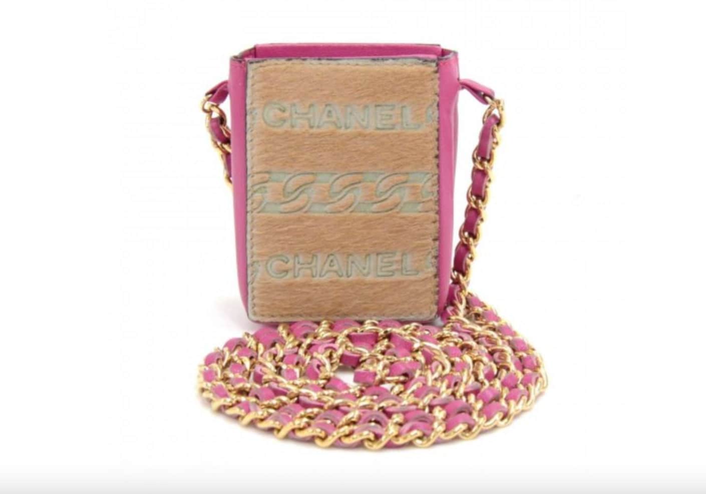 Pink Chanel Tweed Logo Phone Case Crossbody Bag – Designer Revival