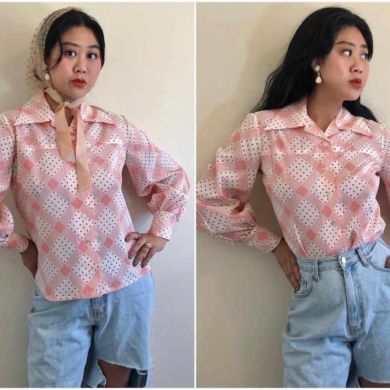 70s Big Collar Shirt Etsy 