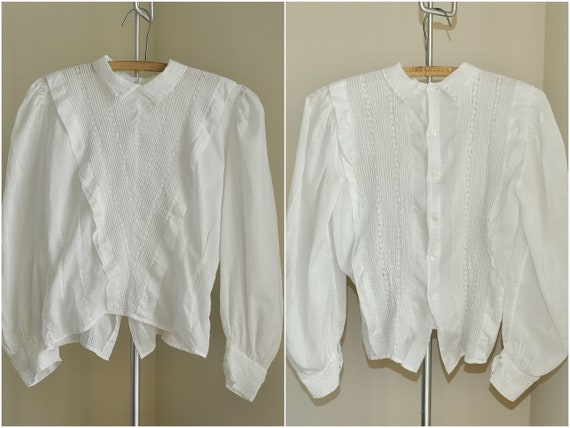 Antique French Edwardian white lace long sleeve c… - image 2