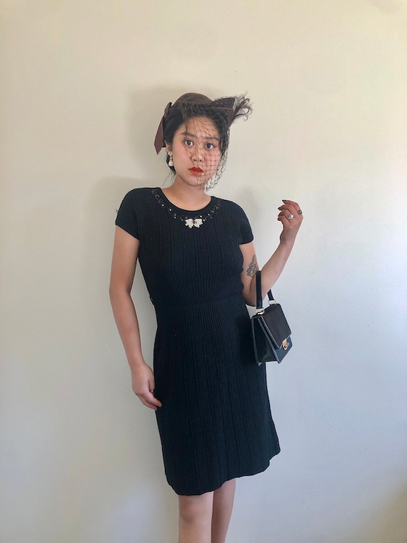 long sleeve knit dresses Dark Green Knitted Long Sleeve Midi Dress main image 0