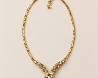 Vintage Christian Dior signierte Kristall-V-Halskette | LegitApp-Zertifikat