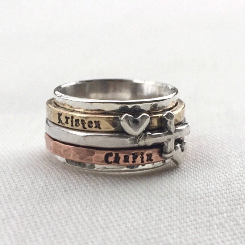 Family Spinner Ring Personalized Customizable Mothers Ring Etsy