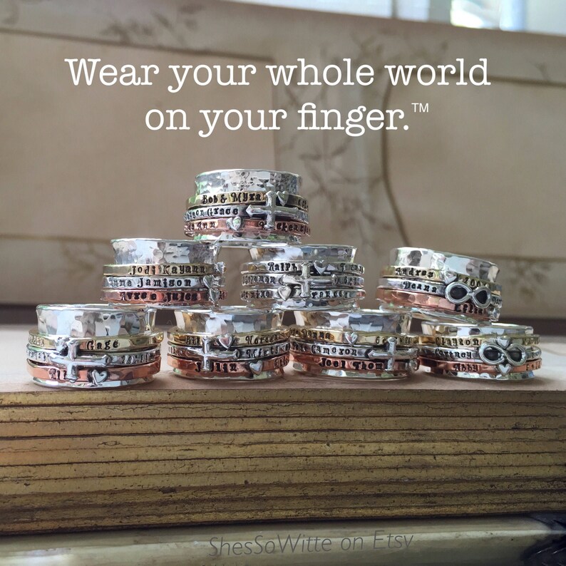 Family Spinner Ring Personalized Customizable Mothers Ring Etsy