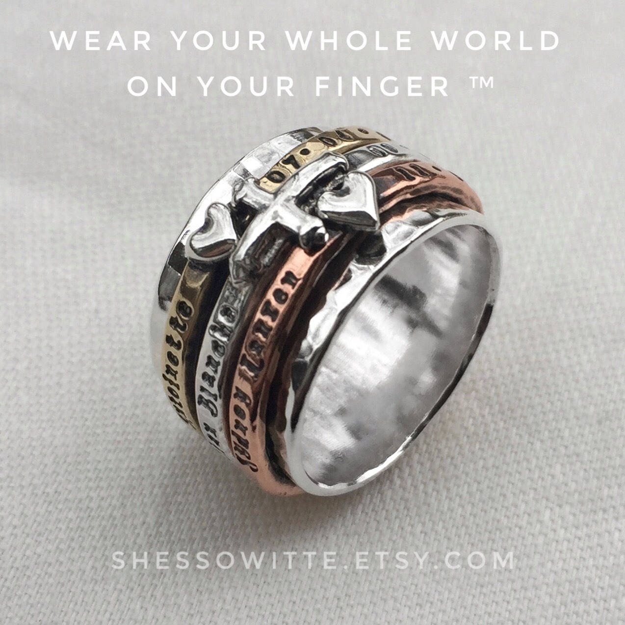 Family Spinner Ring Personalized Customizable Mothers Ring Etsy