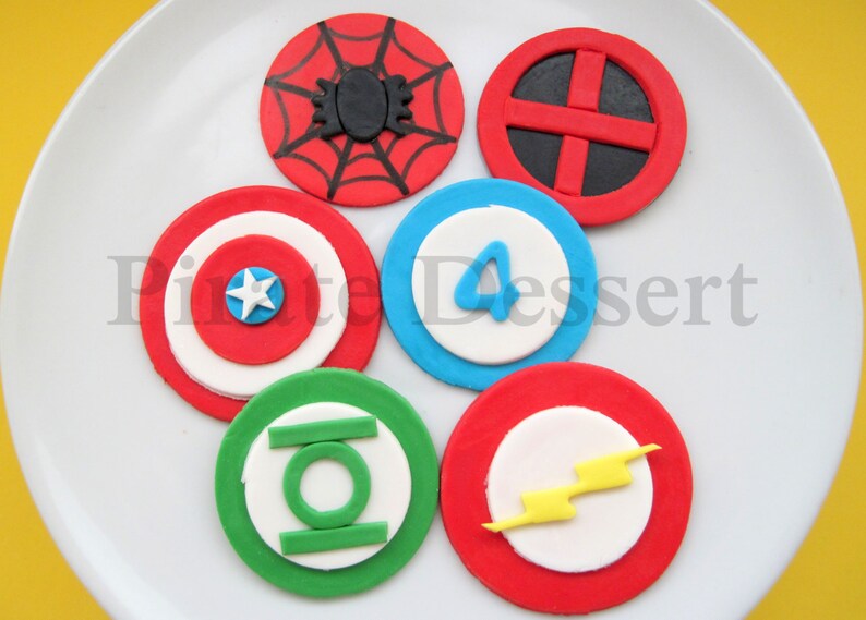 Edible SUPERHERO Cupcake Toppers Set Iconic Super Hero Etsy