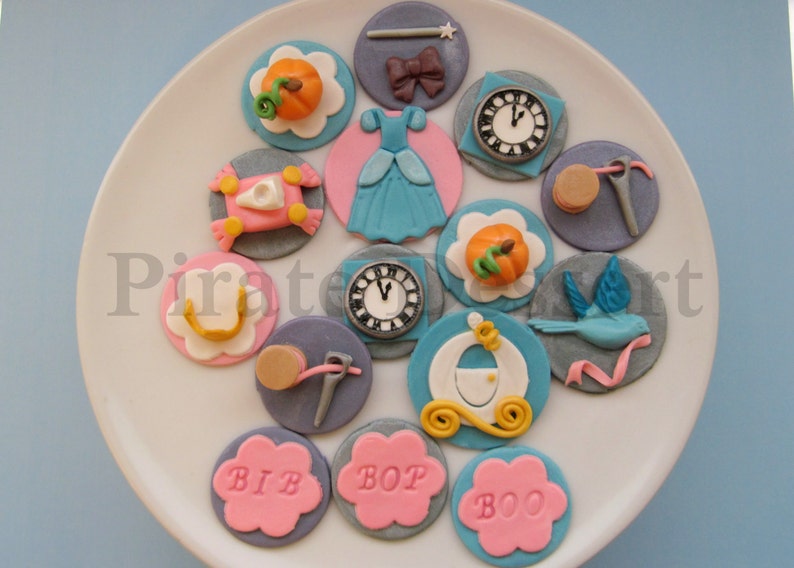 Deluxe Cinderella Edible Cupcake Toppers Deluex Party Set Etsy