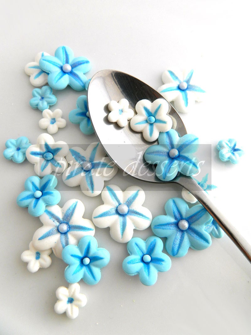 Edible Flowers Berry Blue Sugar Flowers Pre Mixed Blue Etsy