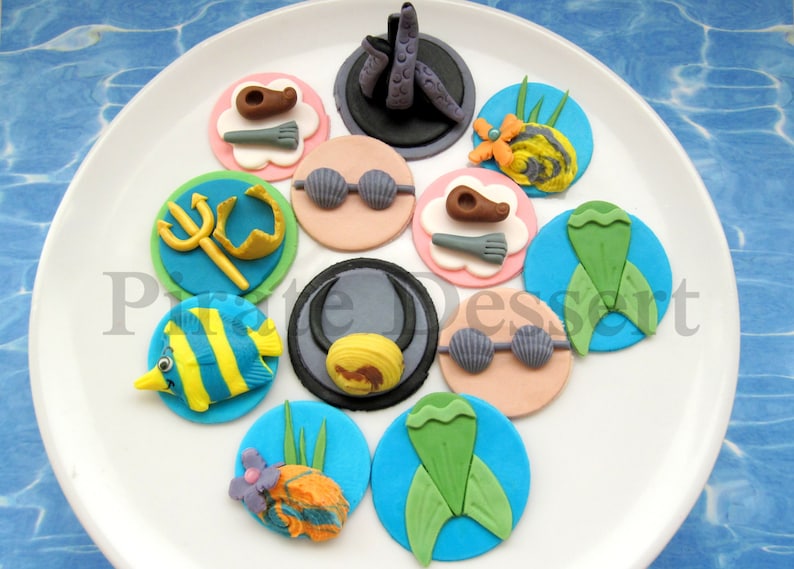 Edible LITTLE MERMAID Cupcake toppers ARIAL Under The Sea Etsy