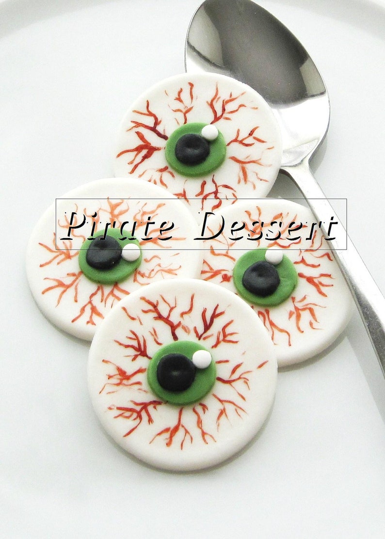 Edible Halloween cupcake toppers EYE BALLS Fondant cake Etsy