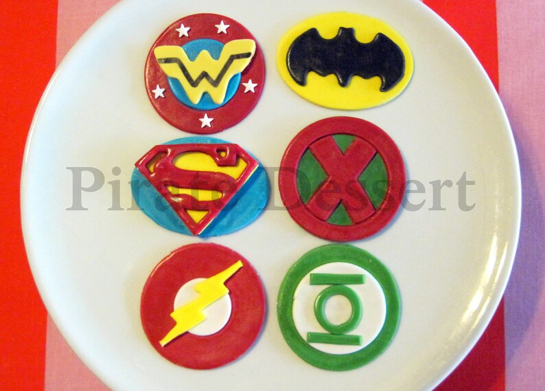 Justice League Edible Superhero Cupcake Toppers Set CLASSIC Etsy