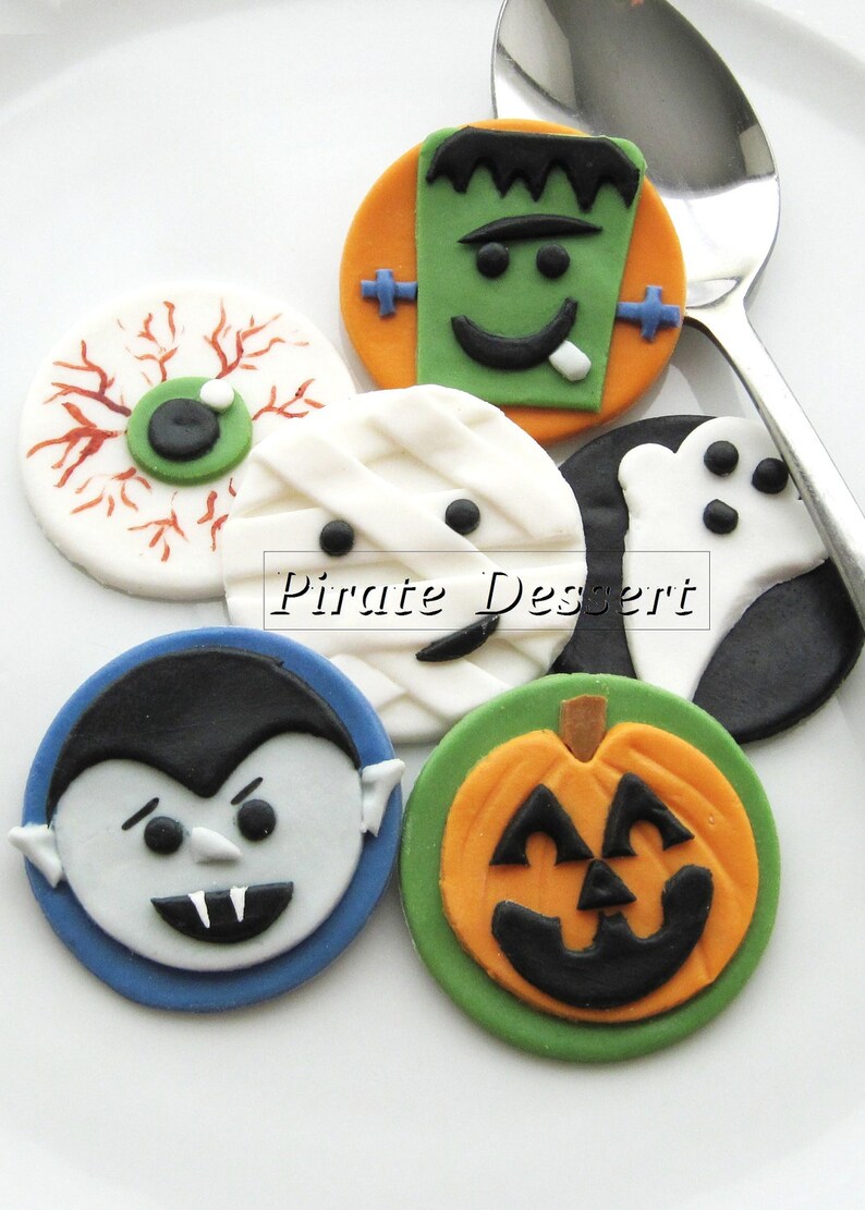Edible Halloween cupcake toppers FRANKENSTEIN Fondant cake Etsy