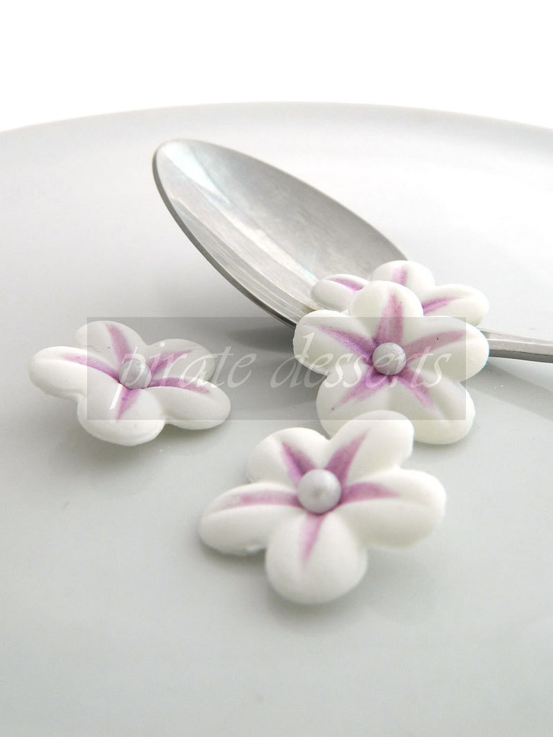 Purple and White Sugar Flowers ASSORTED Sized Fondant Blossoms Etsy