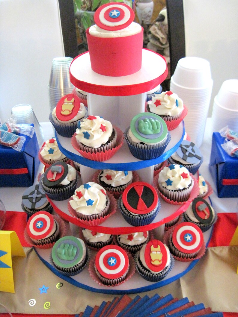 The AVENGERS Edible SUPERHERO Cupcake Toppers Super Hero Etsy