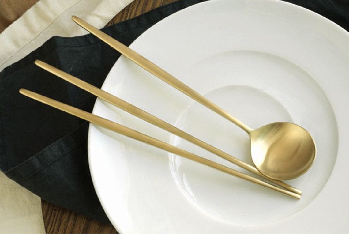 Made in Korea/ Dinner Traditional Flatware Modern /Gold color/ Etsy