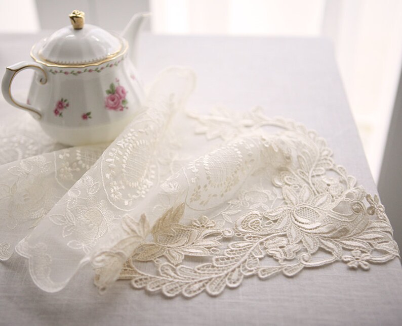 Cream Lace table runner Beige Lace table runner 10.6 Etsy