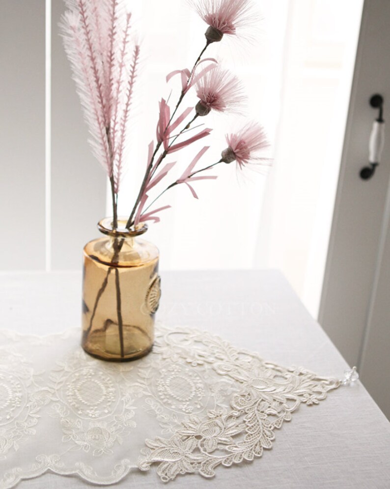 Cream Lace table runner Beige Lace table runner 10.6 Etsy