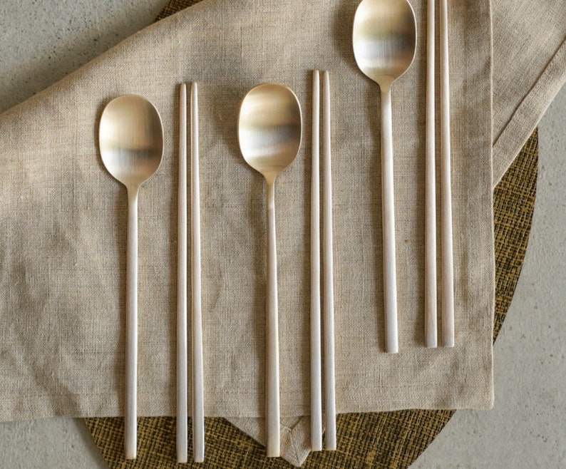 Made in Korea Modern Dinner Traditional Flatware Modern Gold Etsy