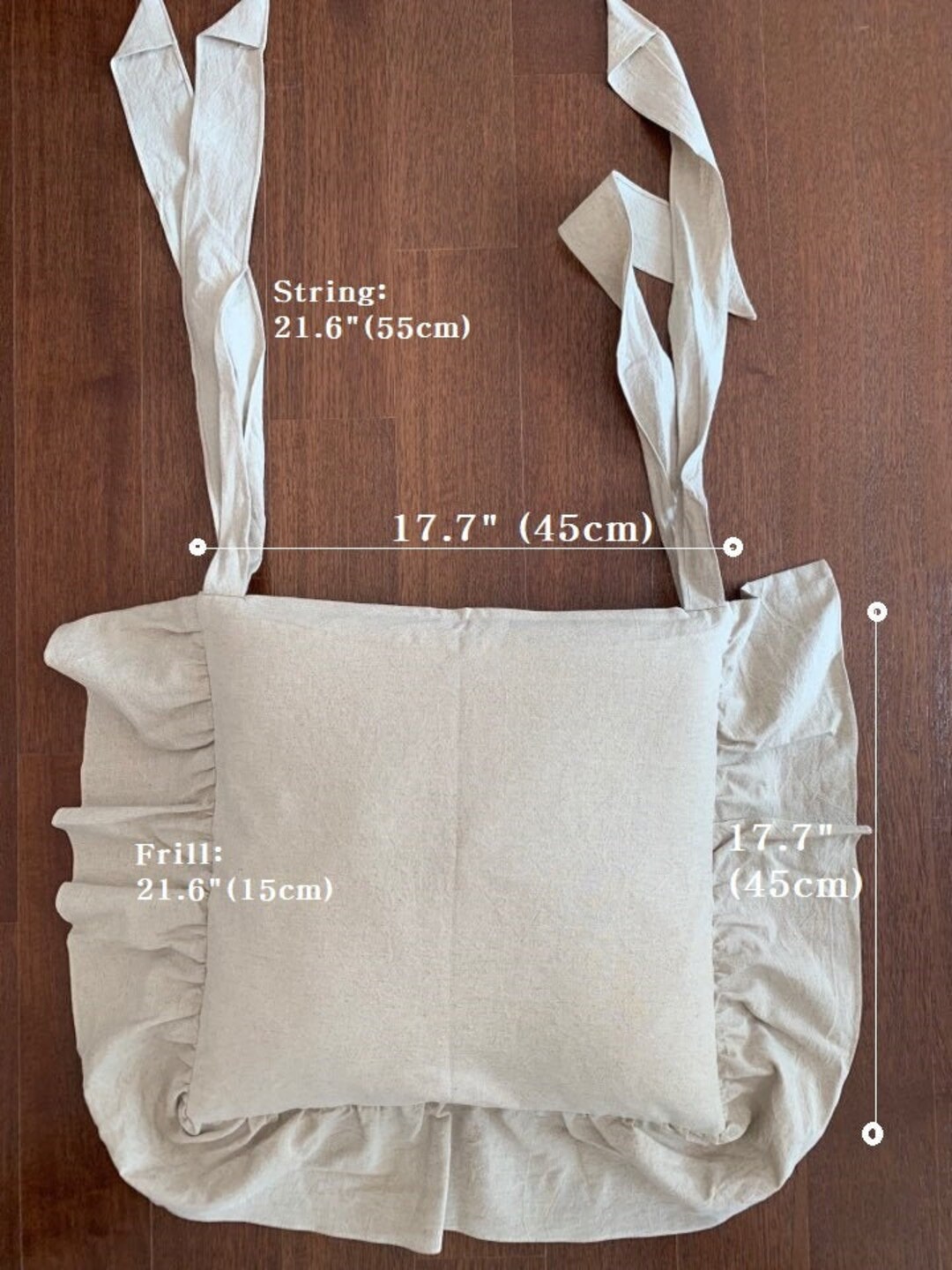 Cozymomdeco 100 LINEN Beige Chair Covers Dining Room Ties With 3 Sided Ruffle 17.745cm no