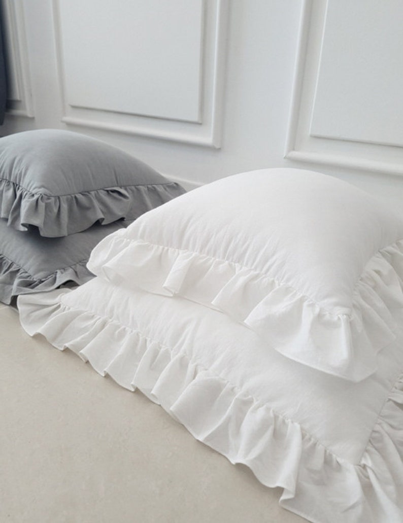 100 Cotton White Cushion Cover / Solid Cover / Frill Pillow Etsy