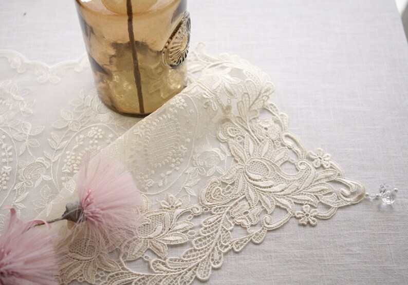 Cream Lace table runner Beige Lace table runner 10.6 Etsy