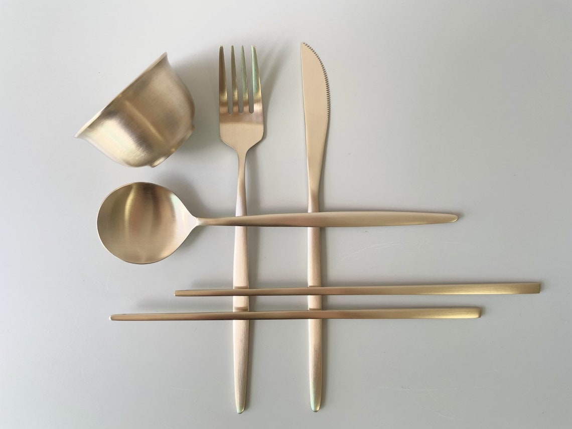 Cozymomdeco Korean Artisan Made Premium Brassware Gold Cutlery Etsy