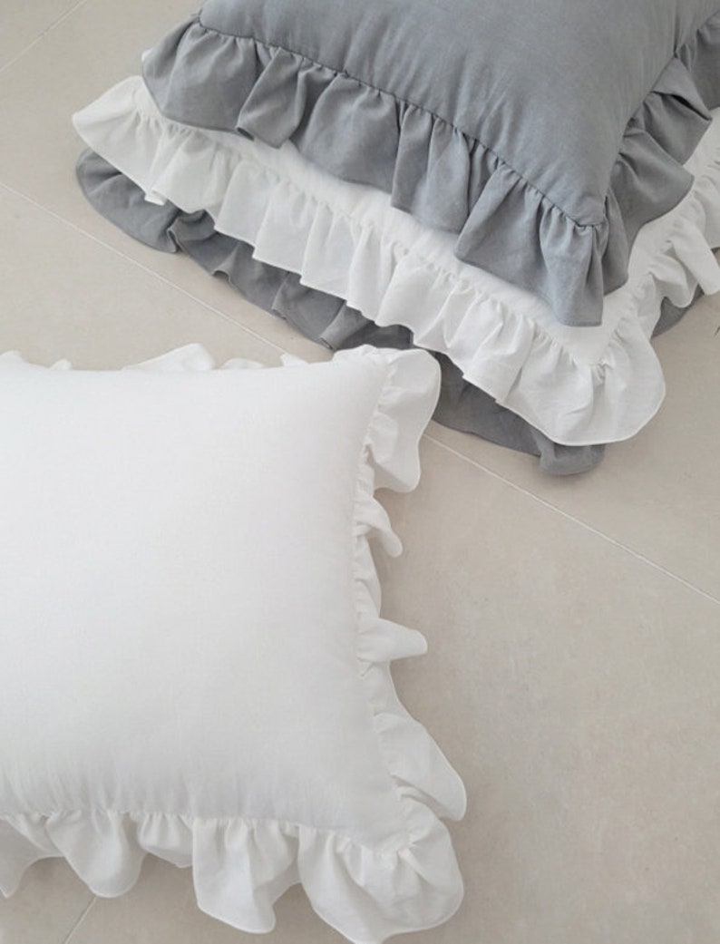 100 Cotton White Cushion Cover / Solid Cover / Frill Pillow Etsy