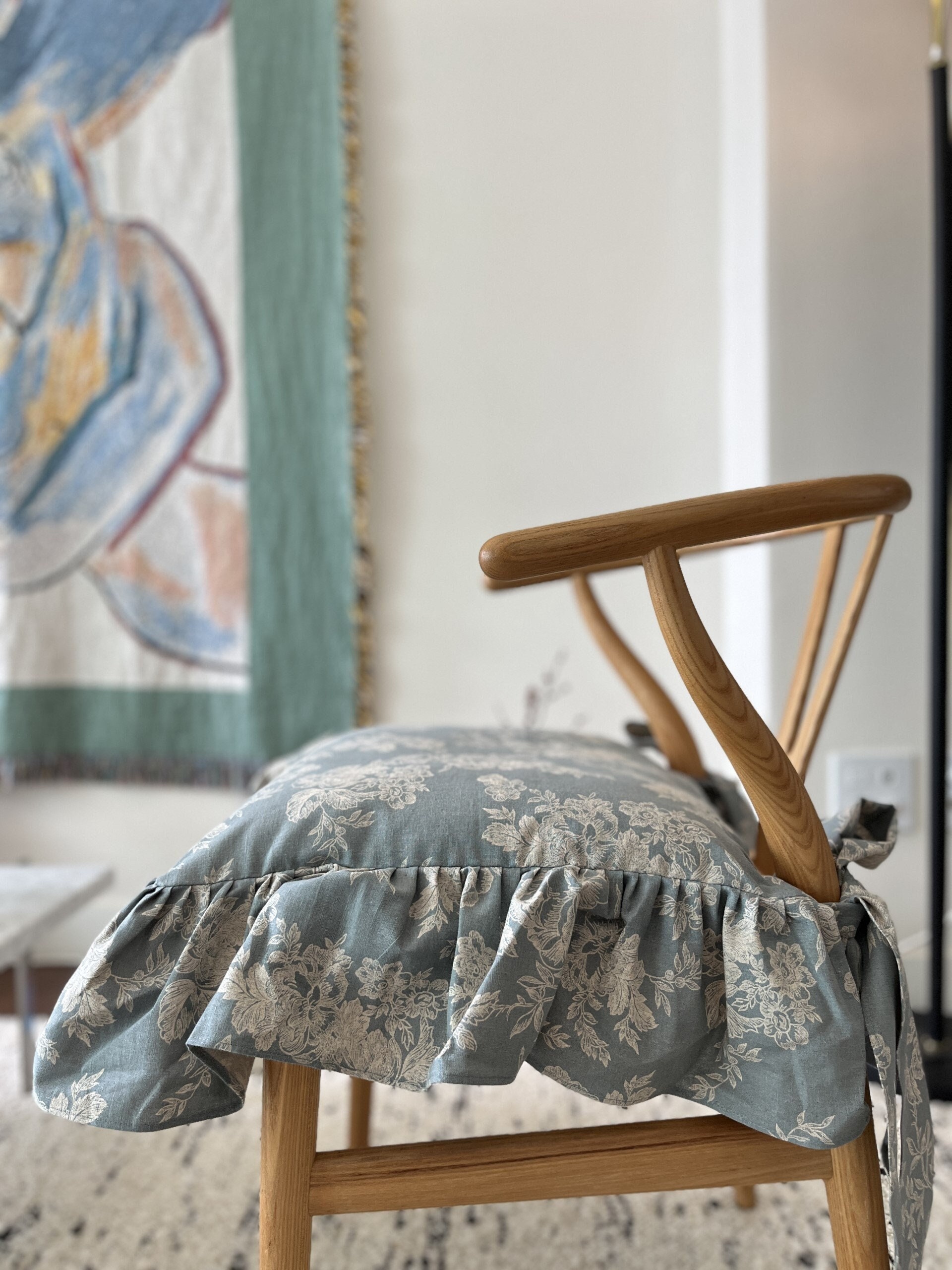 Cozymomdeco Retro Romance Mint Color Ticking Chair Slipcover