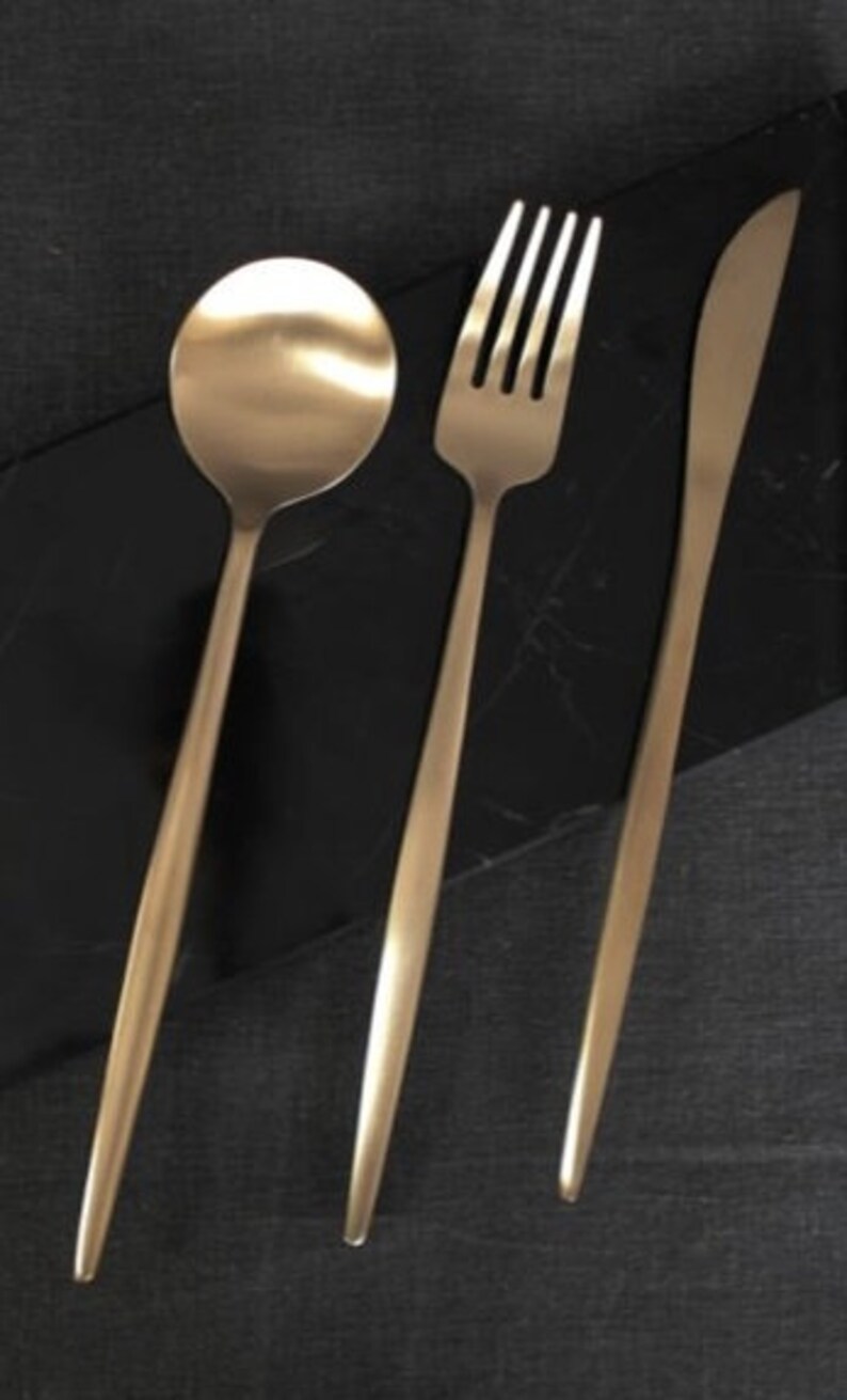 Made in Korea Dinner Flatware Gold color Brass mom Etsy