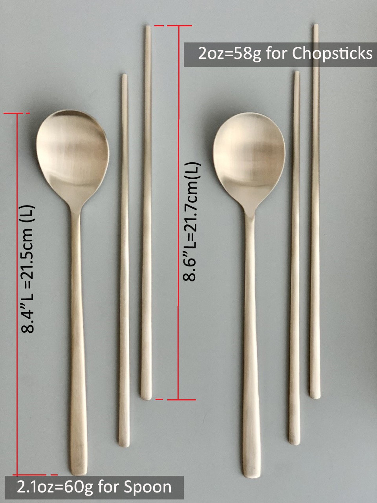 Cozymomdeco Korean Stainless Steel Spoon & Chopstick Set – Hammered Silver Glossy Finish (4 Sets) - View #6