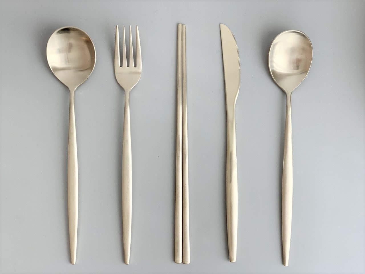 Cozymomdeco / Korean Utensil Gold color stainless steel Set Etsy