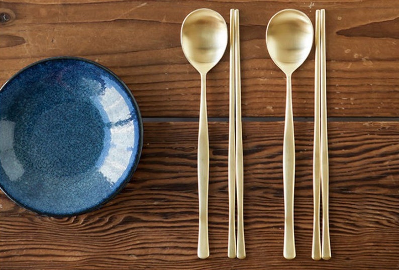 Housewarming Gift Korean Traditional Utensil Flatware Gold Etsy