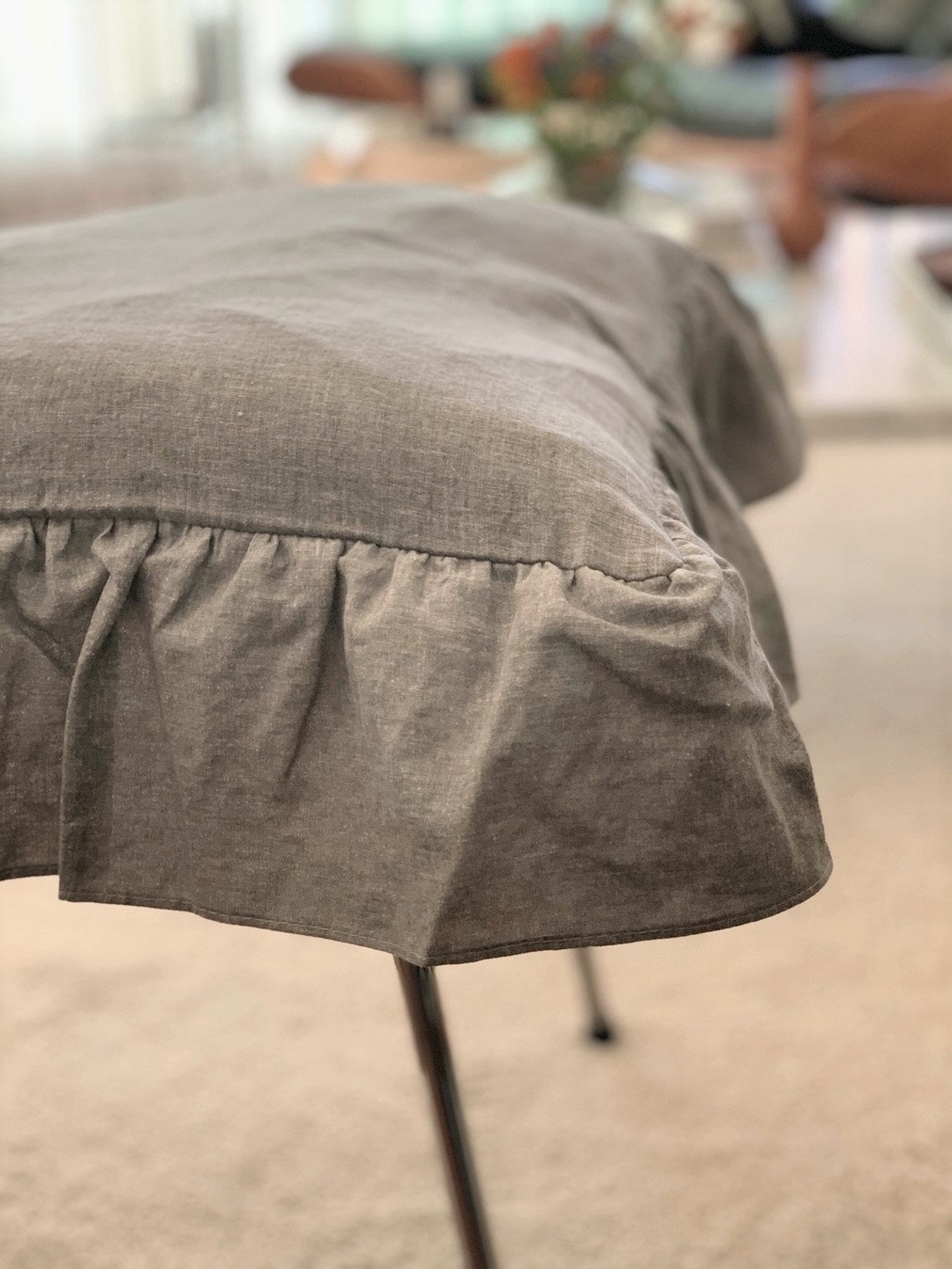 Cozymomdeco /100 LINEN Gray / Chair Covers Dining Room / Ties Etsy