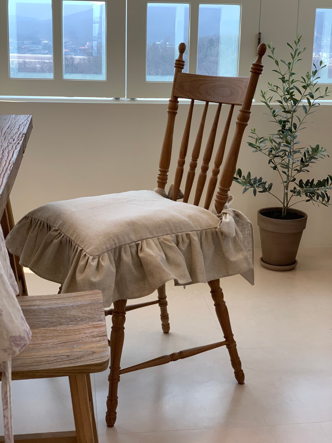 Cozymomdeco 100 LINEN Beige Chair Covers Dining Room Ties Etsy