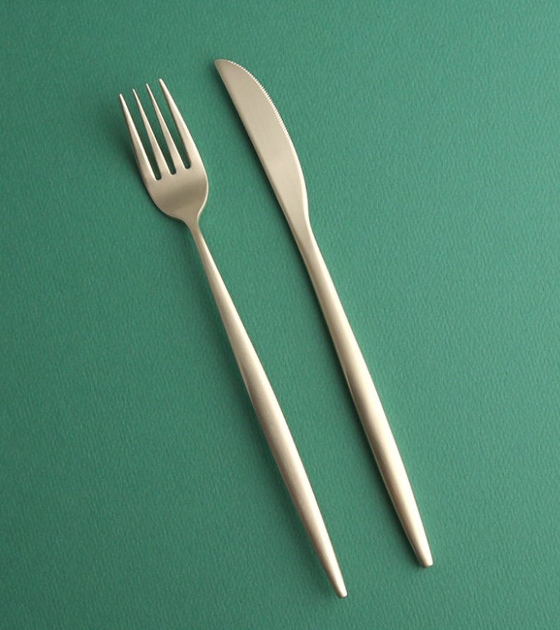 Korean Utensil Flatware Gold color stainless steel Set of 2 Etsy