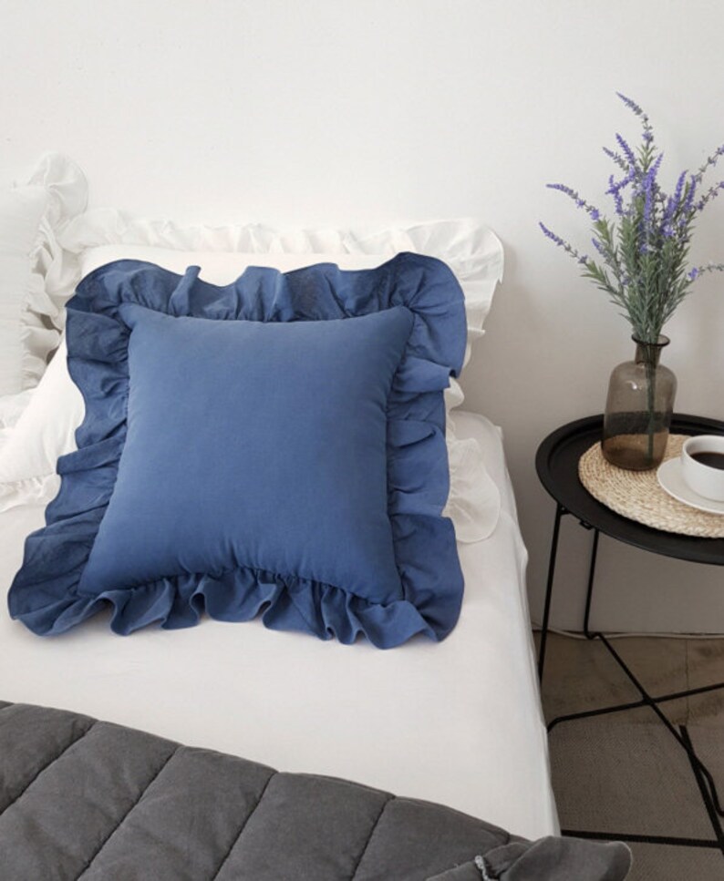 100 Cotton White Cushion Cover / Solid Cover / Frill Pillow Etsy
